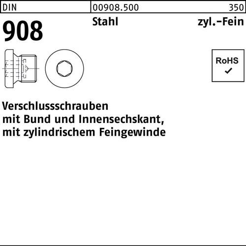 Verschlußschraube DIN 908 m.Bund/Innen-6-kant M 42 x 1,5 Stahl 5 Stück