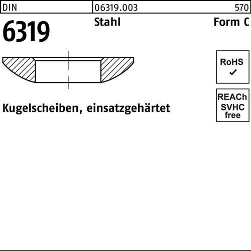 Kugelscheibe DIN 6319 Form C C37 x68 x14 Stahl einsatzgehärtet 10 Stück