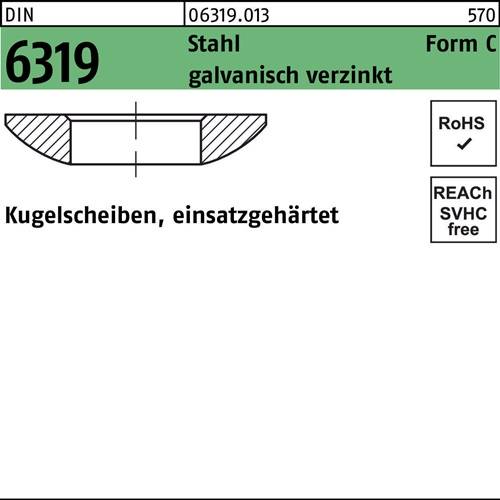 Kugelscheibe DIN 6319 Form C C 37 x68 x14 Stahl galvanisch verzinkt 10 Stück