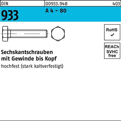 Sechskantschraube DIN 933 VG M 12 x 170 A 4 - 80 25 Stück