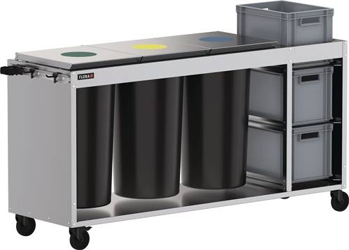 Reinigungswagen 3 Tonnen á 60l,3 Kisten STA FLORA