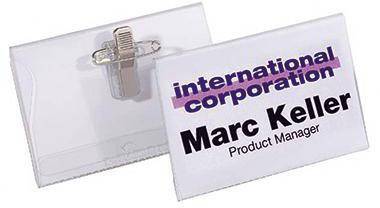 DURABLE Namensschild 815719 40x75mm Kombiklemme tr 50 St./Pack.