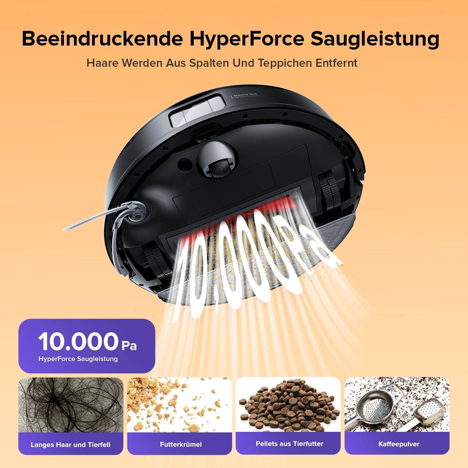 roborock Q10 S5 Saugroboter mit Wischfunktion, 10.000 Pa HyperForce Saugkraft, Dual Anti-Tangle System, Auto Lifting Mopping, Ideal für Tierhaare
