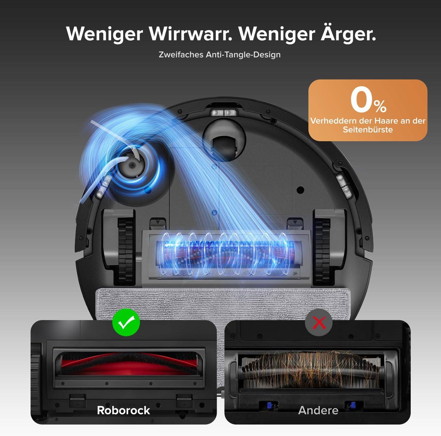 roborock Q10 S5+ Saugroboter mit Wischfunktion, 10.000 Pa HyperForce Saugkraft, Dual Anti-Tangle System, Auto Lifting Mopping, Ideal für Tierhaare