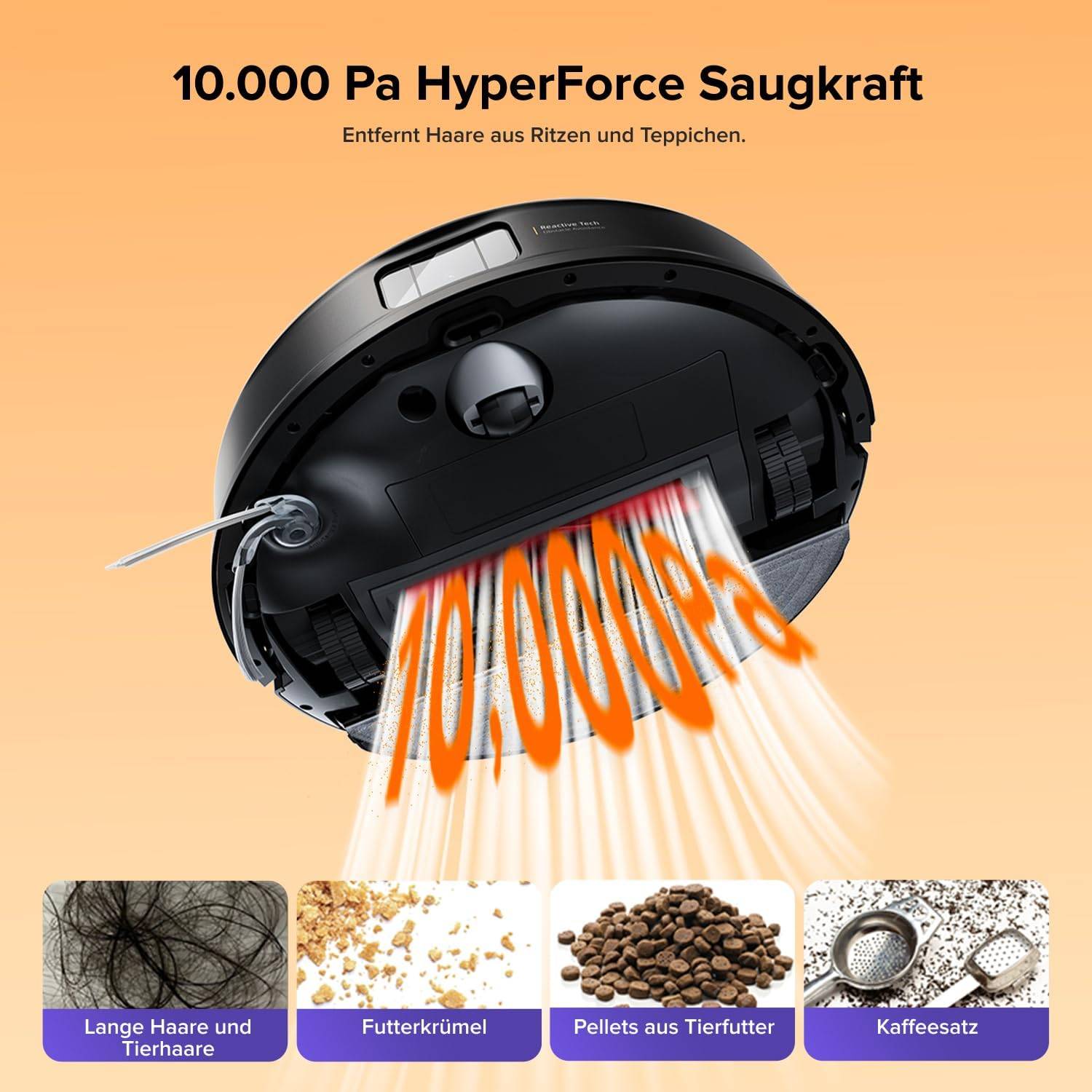 roborock Q10 S5+ Saugroboter mit Wischfunktion, 10.000 Pa HyperForce Saugkraft, Dual Anti-Tangle System, Auto Lifting Mopping, Ideal für Tierhaare