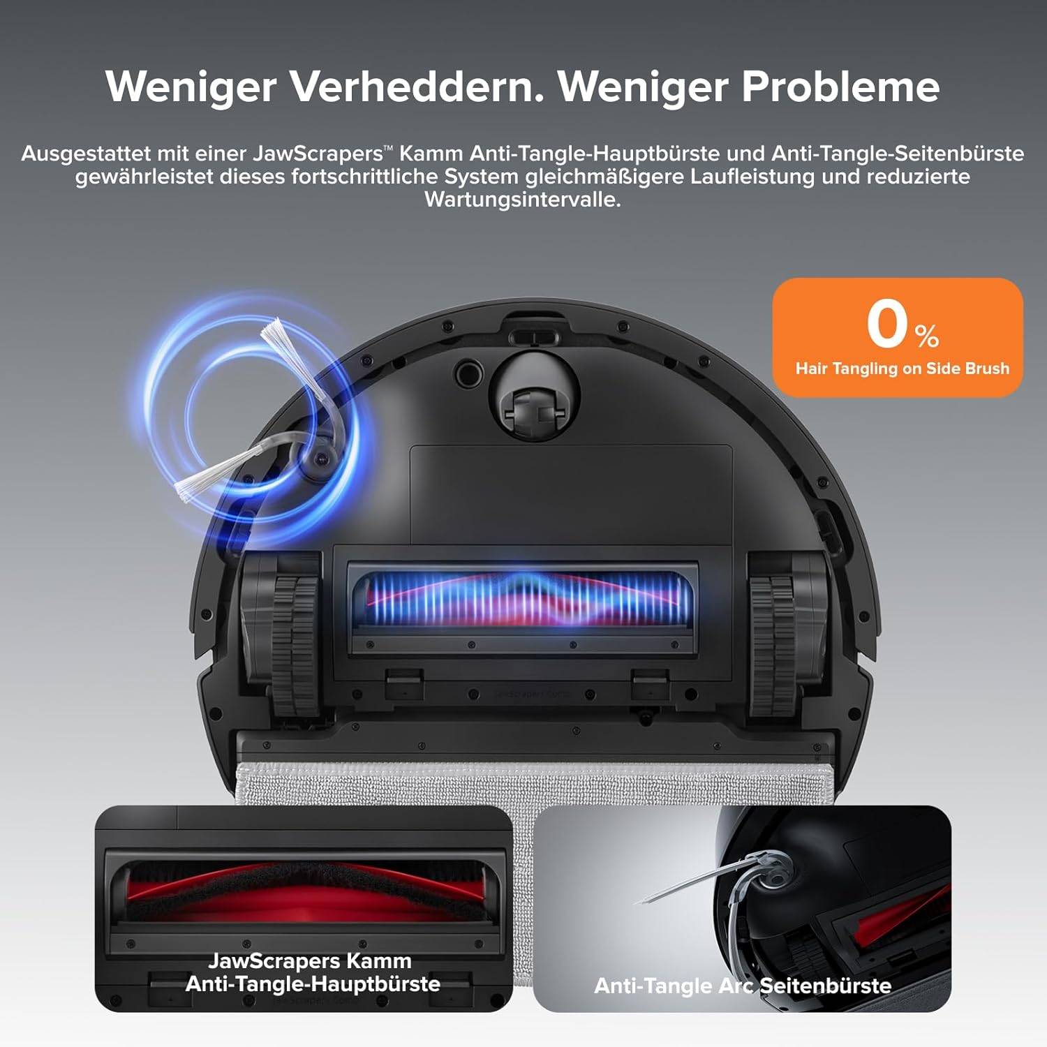 roborock Q10 X5 Saugroboter mit Wischfunktion, 10.000 Pa Saugkraft, Dual Anti-Tangle System, JawScrapers Bürste, intelligente Hindernisvermeidung