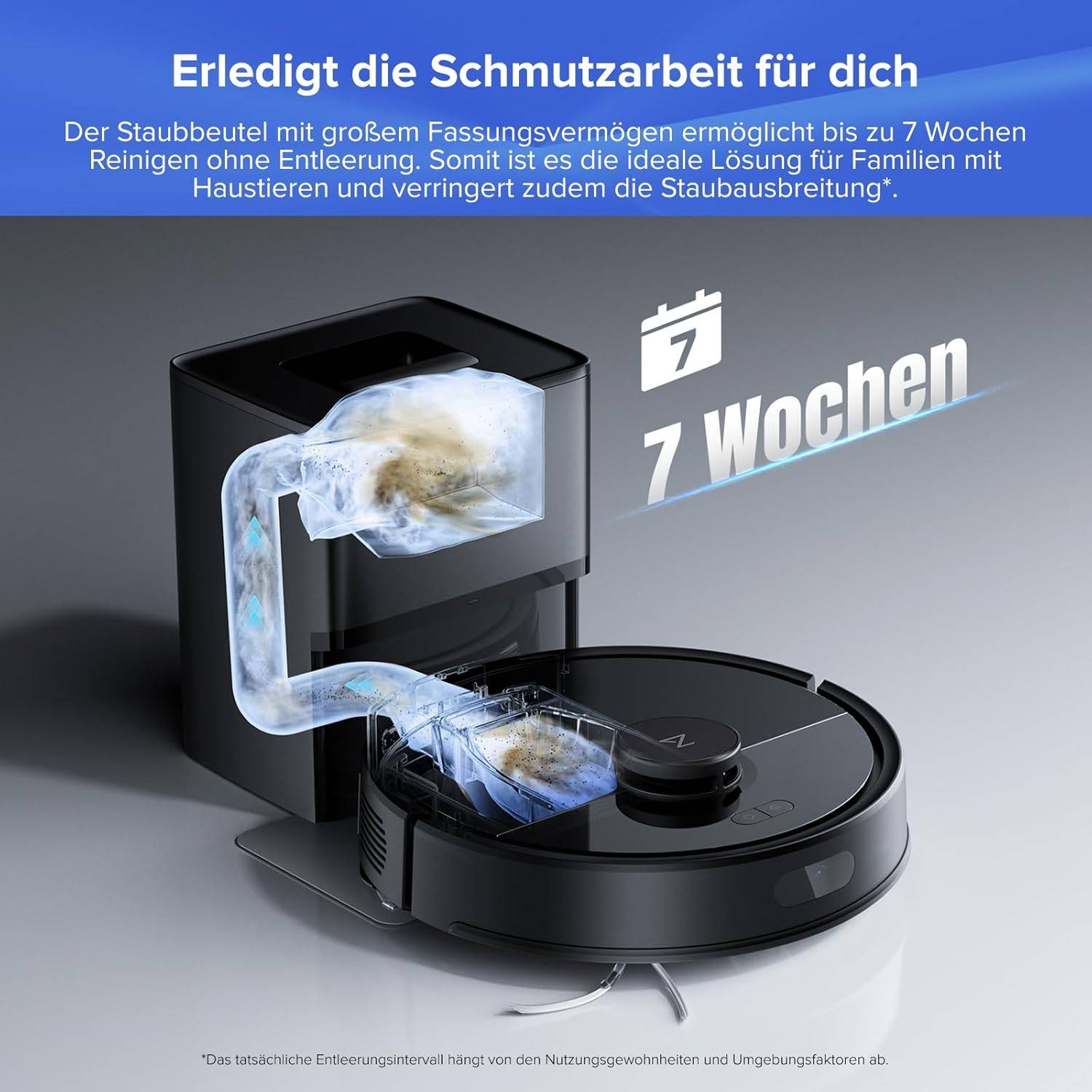 roborock Q7 L5+ Saugroboter mit Wischfunktion, Automatischer Staubentleerung, Dual Anti-Tangle System, 8.000 Pa Saugkraft