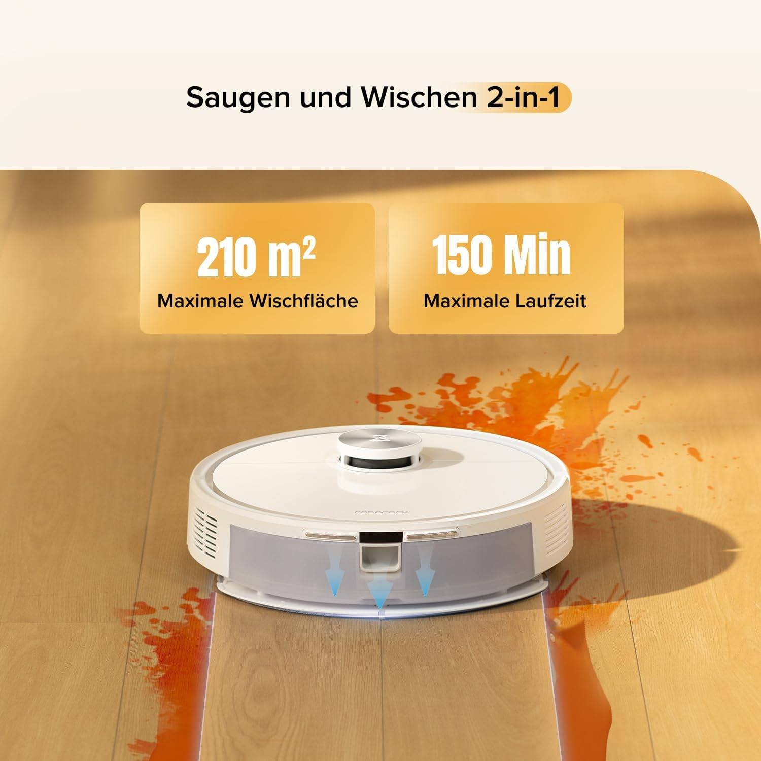 roborock Q7 M5 Saugroboter mit Wischfunktion, 10.000Pa Starker Saugkraft, Dual Anti-Tangle-System, 150Min Laufzeit, LiDAR Navigation, Staubsauger