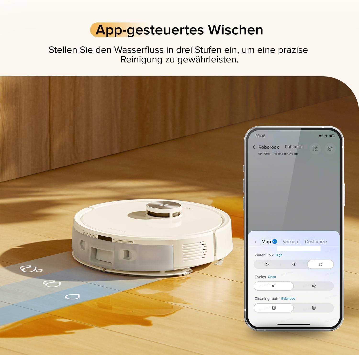 roborock Q7 M5 Saugroboter mit Wischfunktion, 10.000Pa Starker Saugkraft, Dual Anti-Tangle-System, 150Min Laufzeit, LiDAR Navigation, Staubsauger
