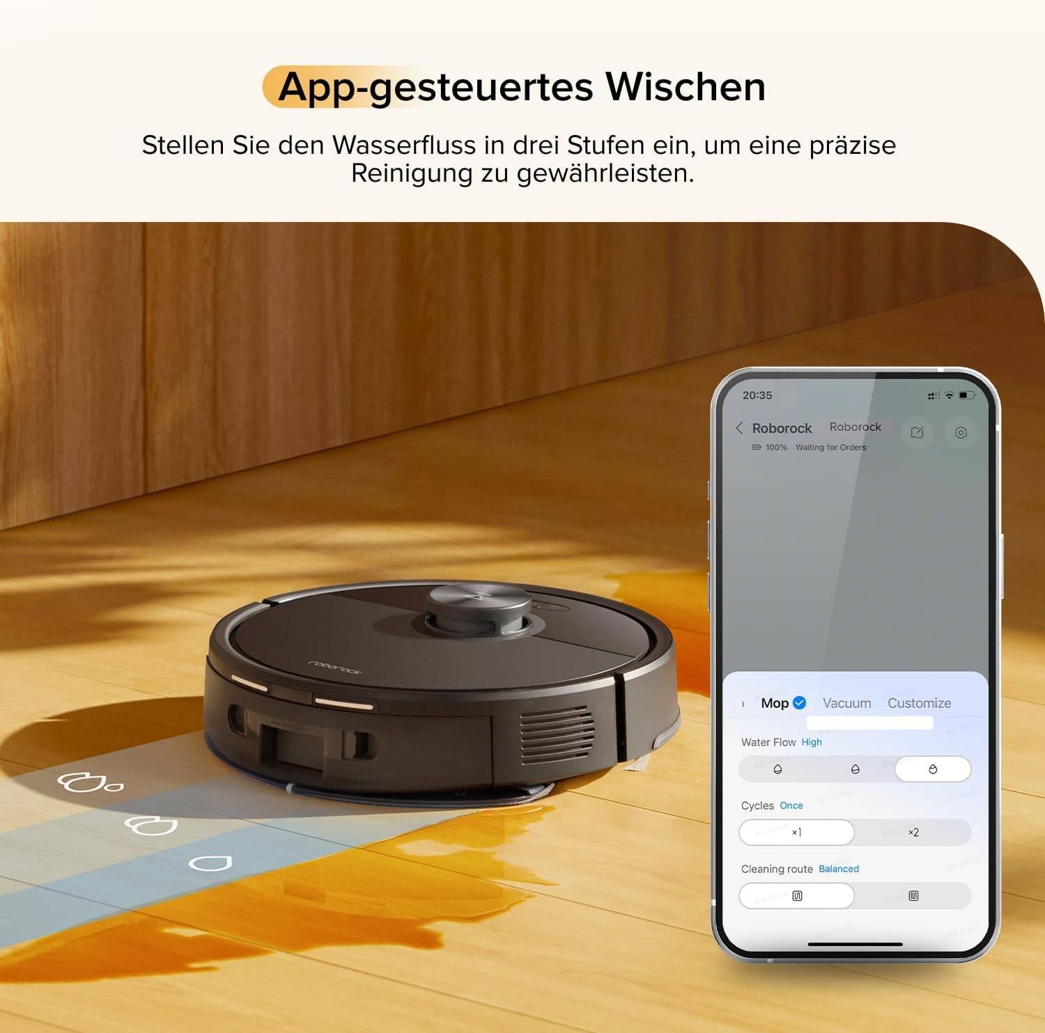 roborock Q7 M5 Saugroboter mit Wischfunktion, 10.000Pa Starker Saugkraft, Dual Anti-Tangle-System, 150Min Laufzeit, LiDAR Navigation, Staubsauger