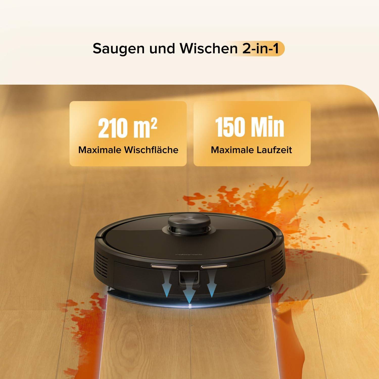 roborock Q7 M5 Saugroboter mit Wischfunktion, 10.000Pa Starker Saugkraft, Dual Anti-Tangle-System, 150Min Laufzeit, LiDAR Navigation, Staubsauger