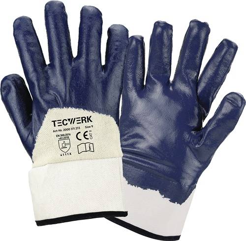 Handschuhe Neckar Gr.9 blau Nitrilteilbeschichtung EN 388 PSA II TECWERK