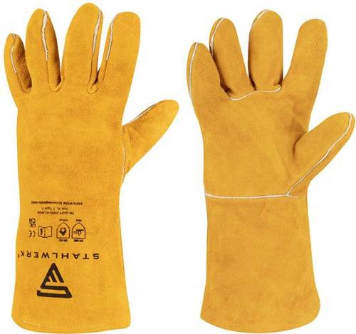 Schweißerhandschuhe Gr.Einheitsgröße Gelb/Orange PSA II STAHLWERK
