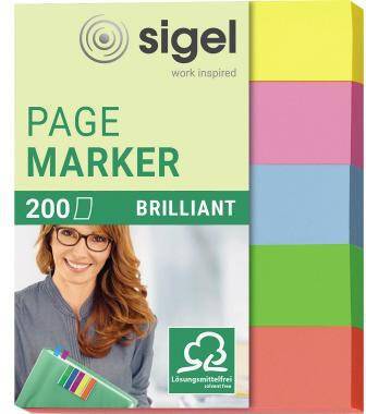 SIGEL Haftmarker Brillant HN625 12x50mm farbig sortiert 5 St./Pack.
