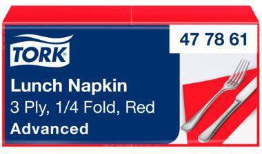 Tork Serviette 477861 33x33cm 3lg. 1/4 Falz rot 150 St./Pack.