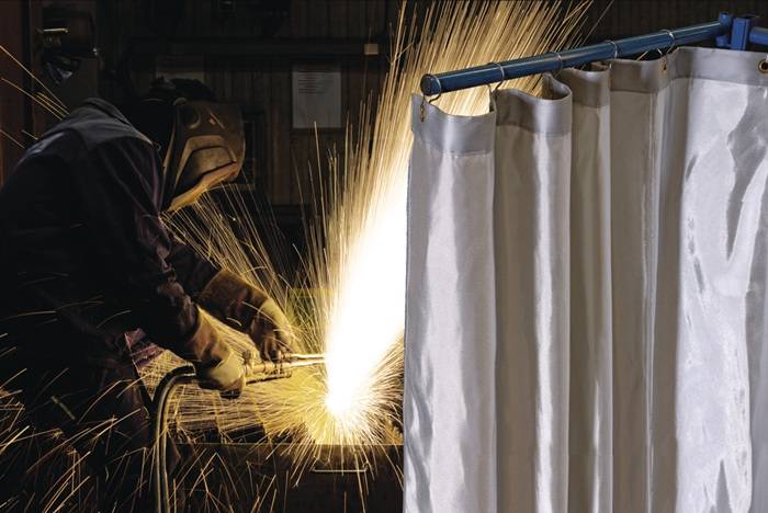 JUTEC Schweißervorhang B1400xH1800mm grau JUTEC bis 600°C kurzfristig · E-Gl