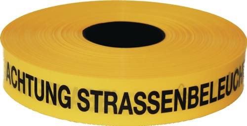 Trassenwarnband Achtung Straßenbeleuchtung B.40mm L.250m gelb KELMAPLAST