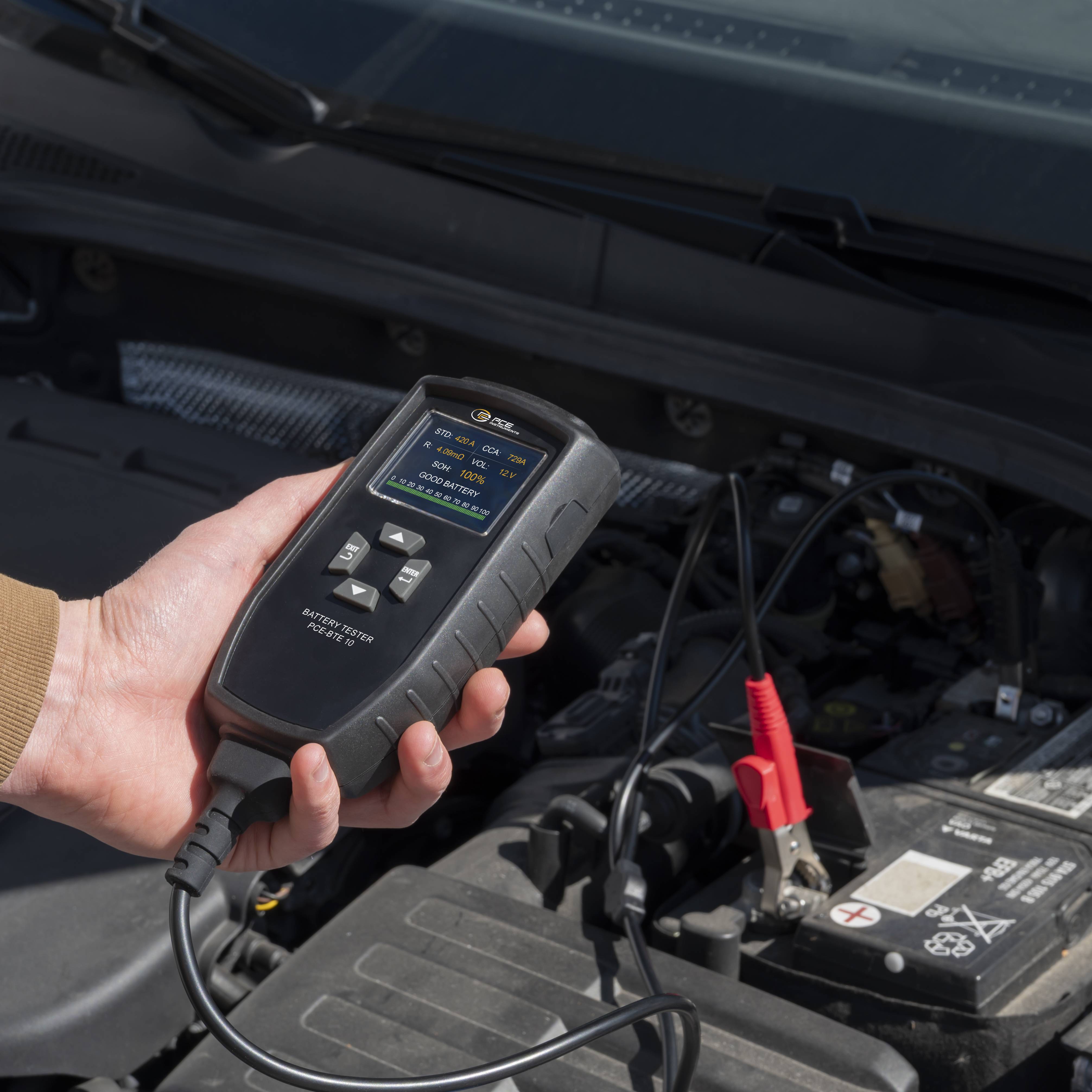 PCE Instruments Batterietester PCE-BTE 10 |Messbereich 8 … 30 V DC / 100 … 2000 A |Blei-Säure |AGM |Gel |EFB Batterien