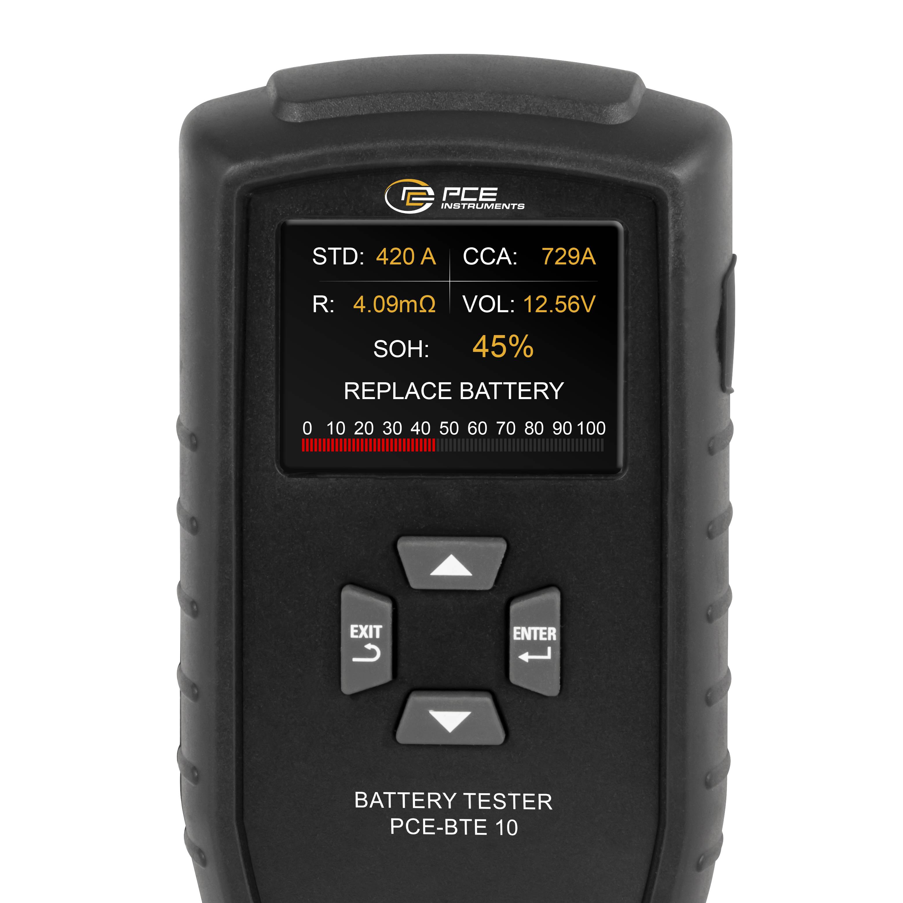PCE Instruments Batterietester PCE-BTE 10 |Messbereich 8 … 30 V DC / 100 … 2000 A |Blei-Säure |AGM |Gel |EFB Batterien