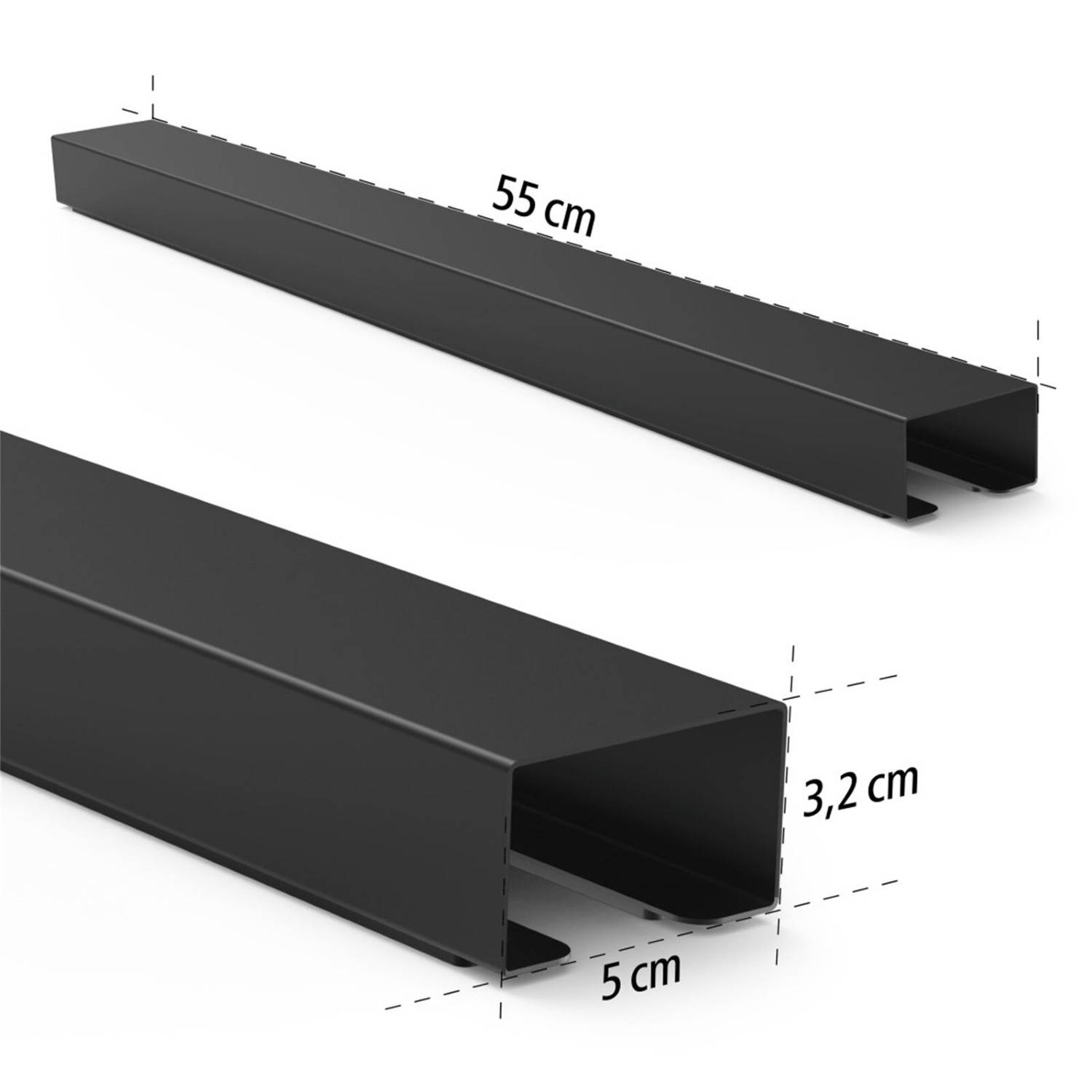 Magnetischer Kabelkanal 55cm Metall Schwarz