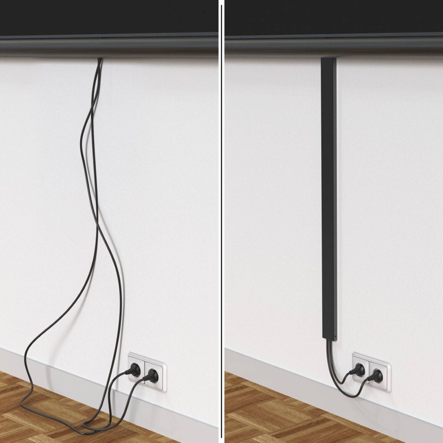 Magnetischer Kabelkanal 90cm Metall Schwarz
