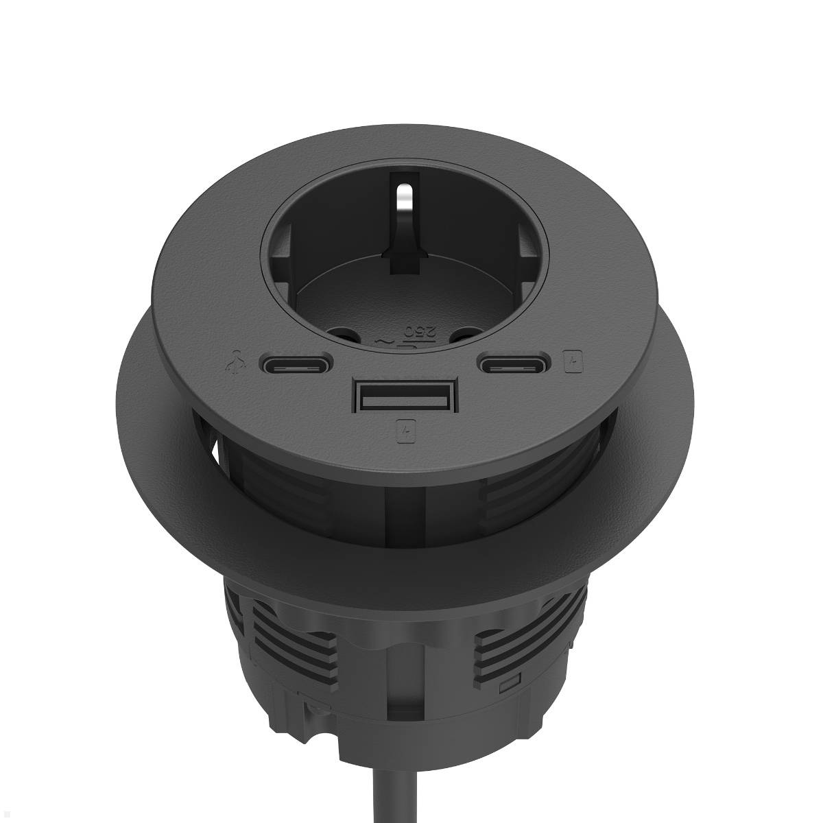 Fellowes Power-Spot Einbausteckdose mit USB-A/C Charger, USB-C Extension (100091...