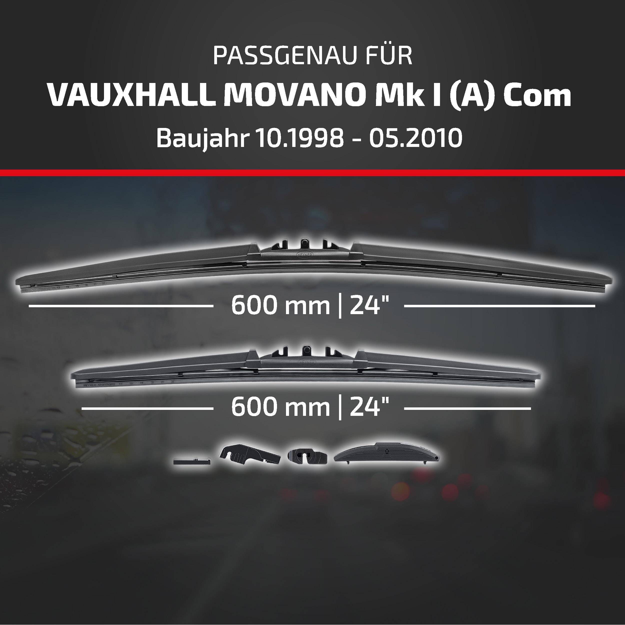 Kompatibilitätsgrafik für Vauxhall Movano Mk I (A) Com, Baujahr 10.1998-05.2010, mit zwei 600 mm (24