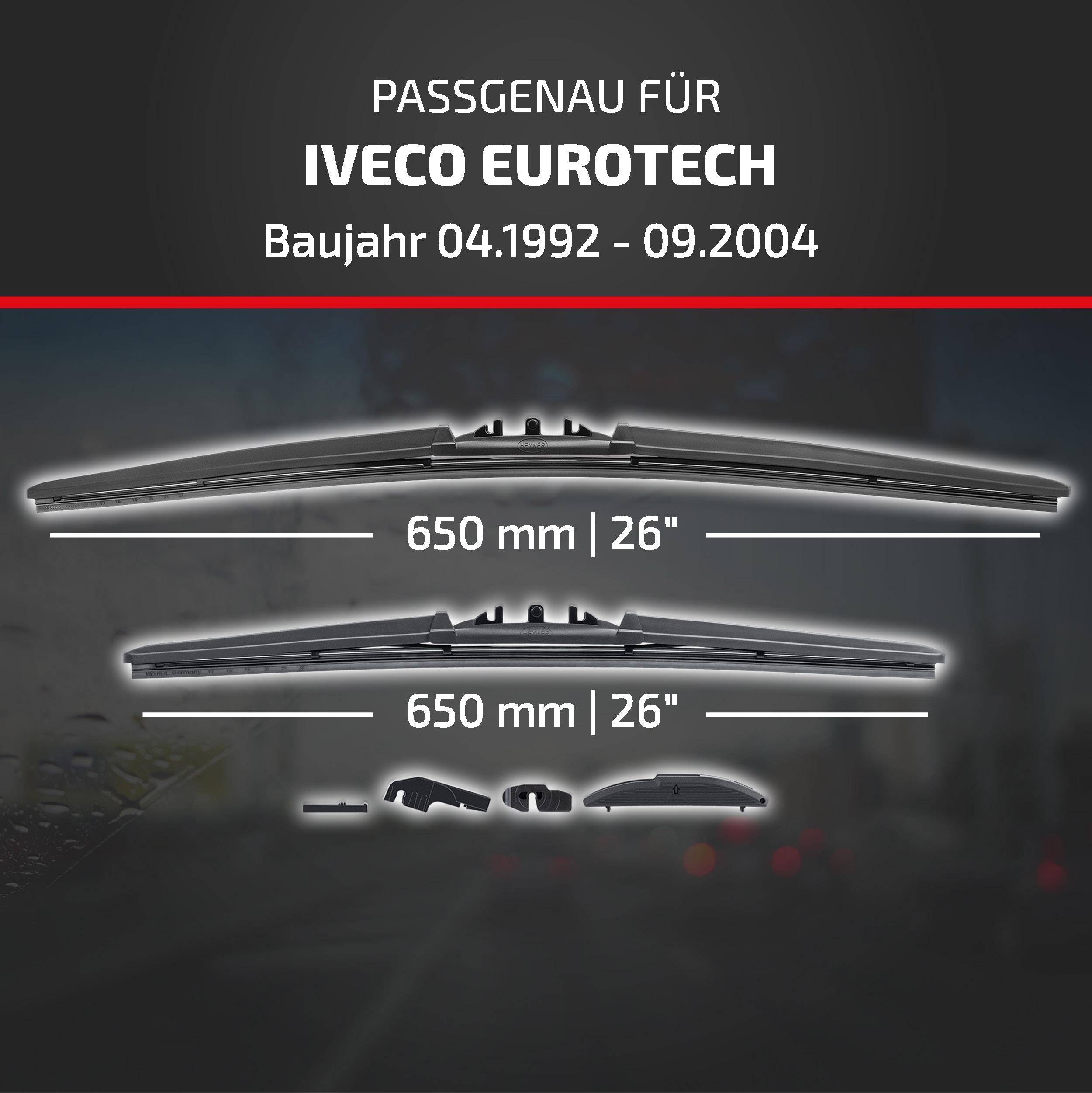 Wischergummi für 'IVECO EUROTECH'; kompatibel mit Baujahren 04/1992–09/2004, beide 650 mm (26