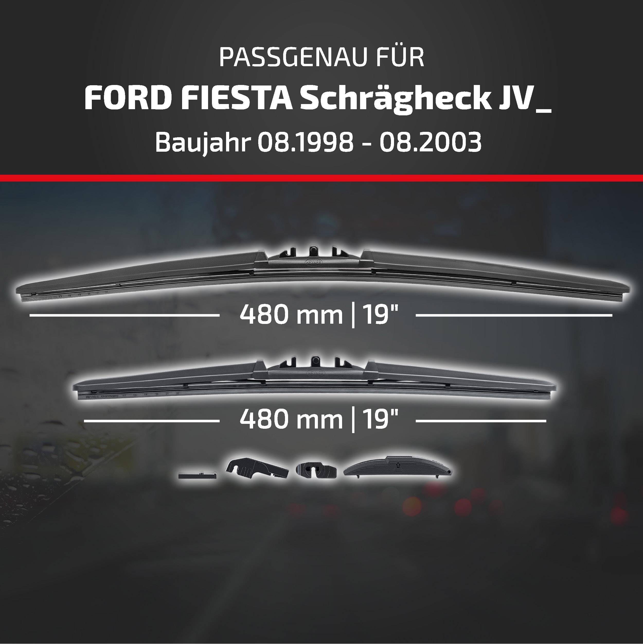 HEYNER® Scheibenwischer für FORD FIESTA Schrägheck (08.1998 - 08.2003) HYBRID Flachbalkenwischer