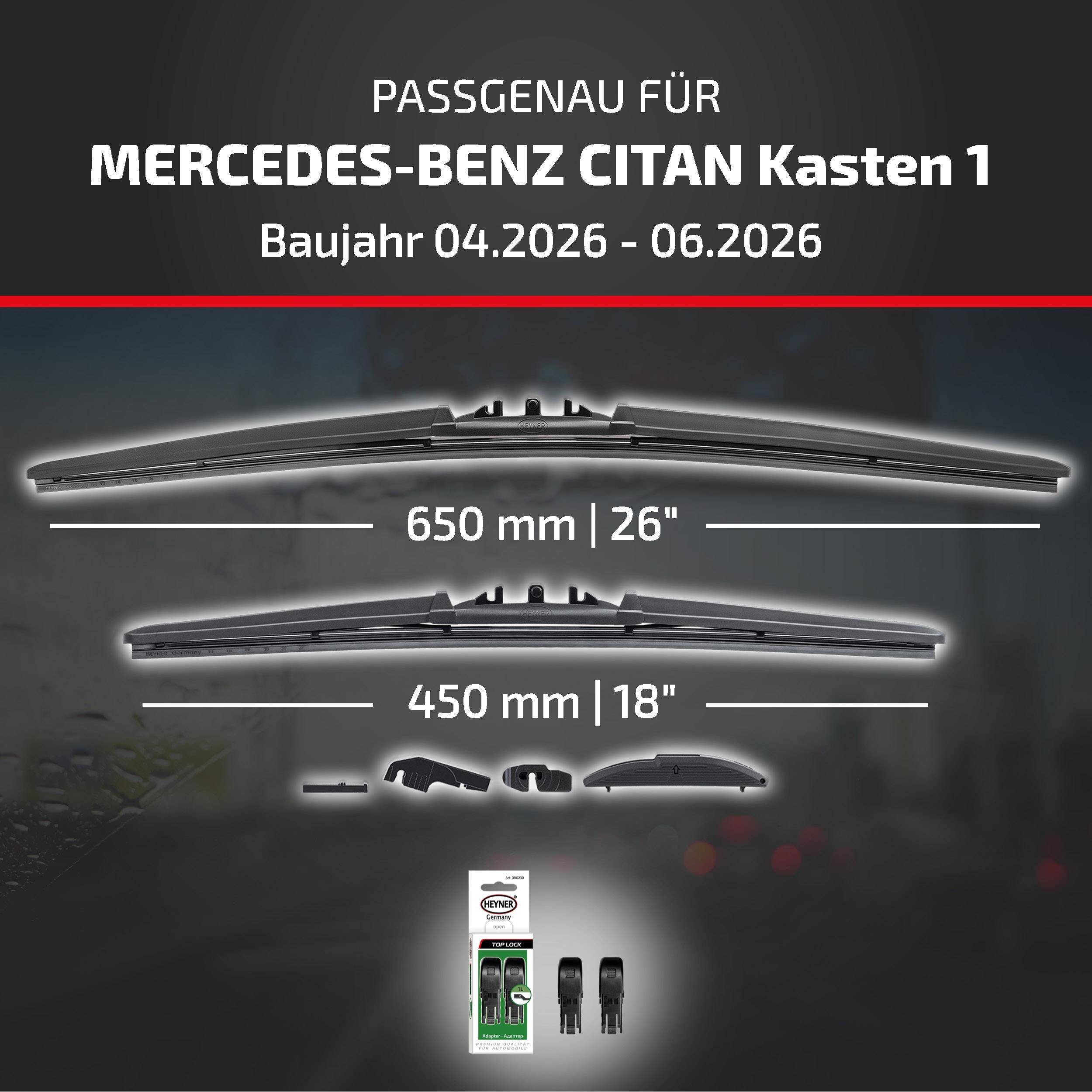 HEYNER® Scheibenwischer für MERCEDES-BENZ CITAN Kasten