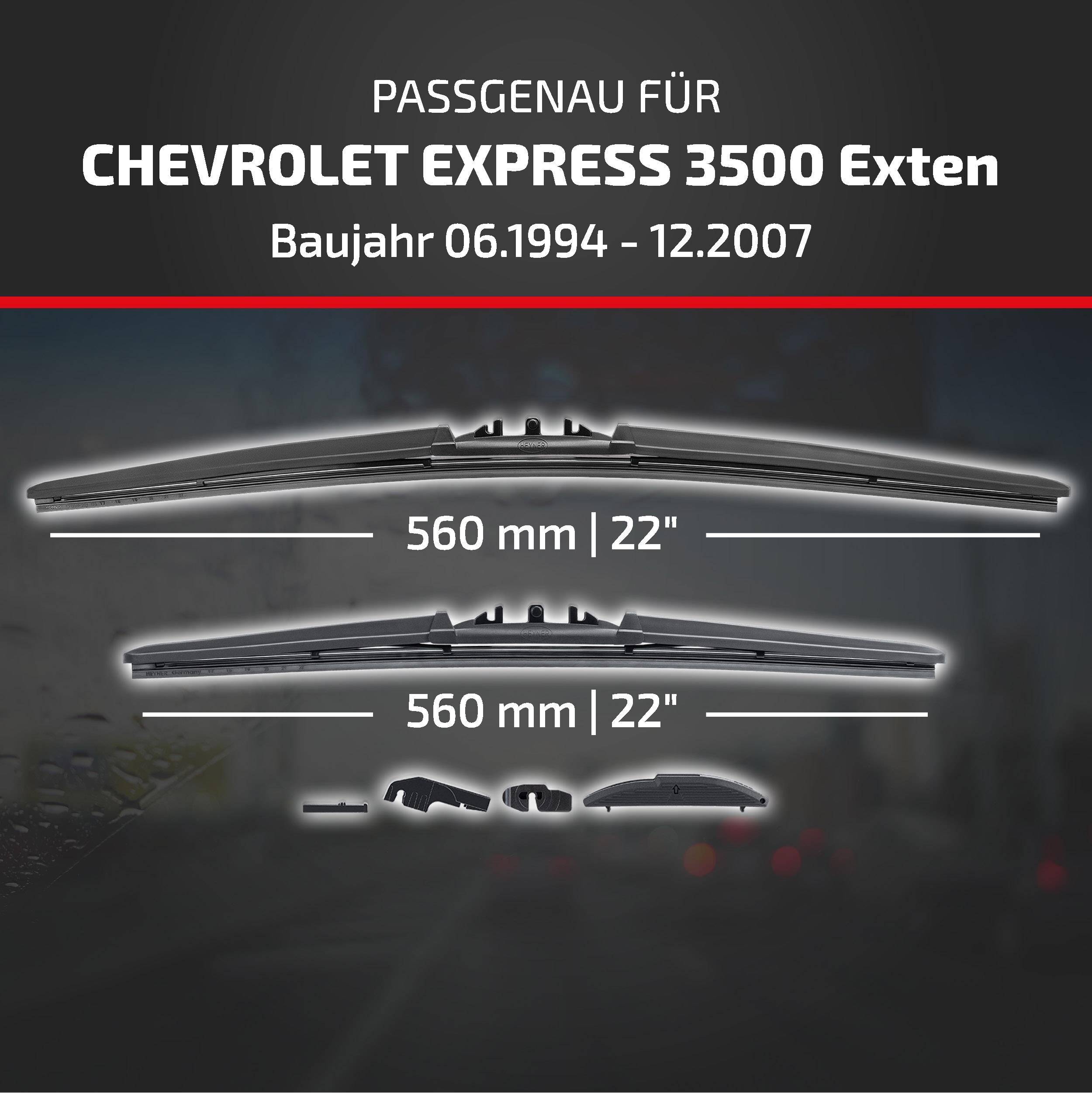 Grafik von Wischblättern für „Chevrolet Express 3500 Exten