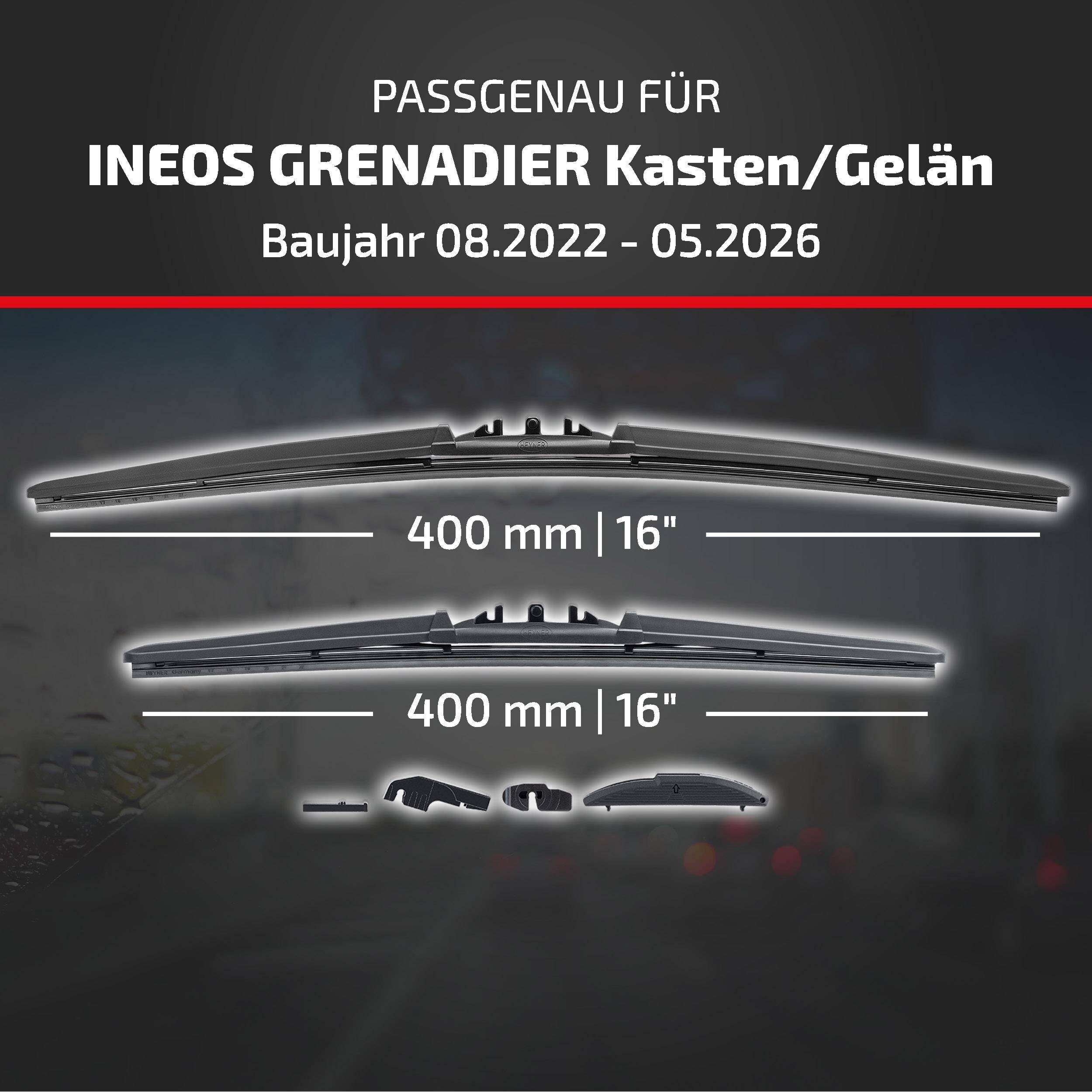 HEYNER® Scheibenwischer für INEOS GRENADIER Kasten/Geländewagen geschlossen (08.2022 - 08.2026) HYBRID