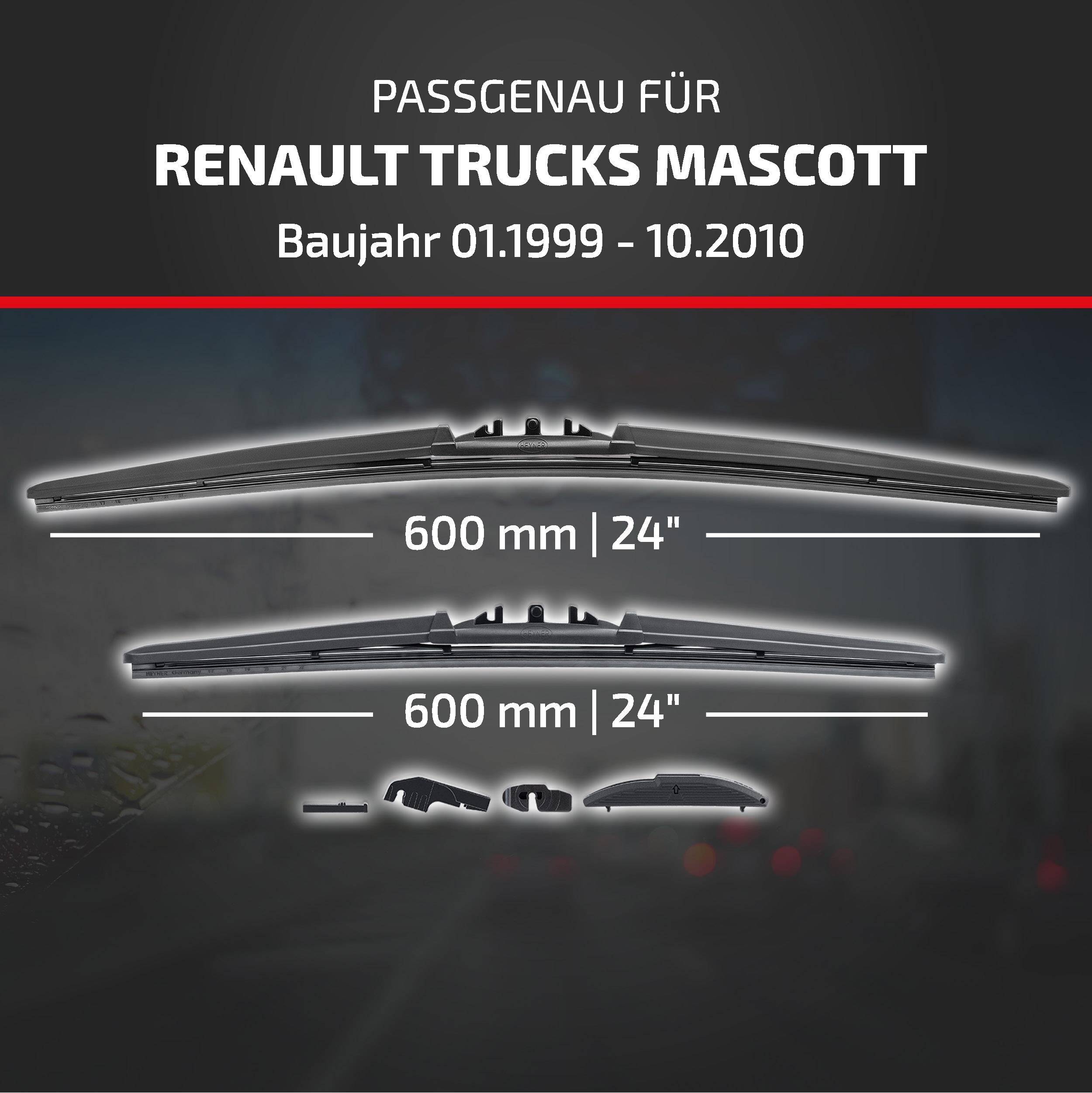 HEYNER® Scheibenwischer für RENAULT TRUCKS MASCOTT (01.1999 - 10.2010) HYBRID Flachbalkenwischer