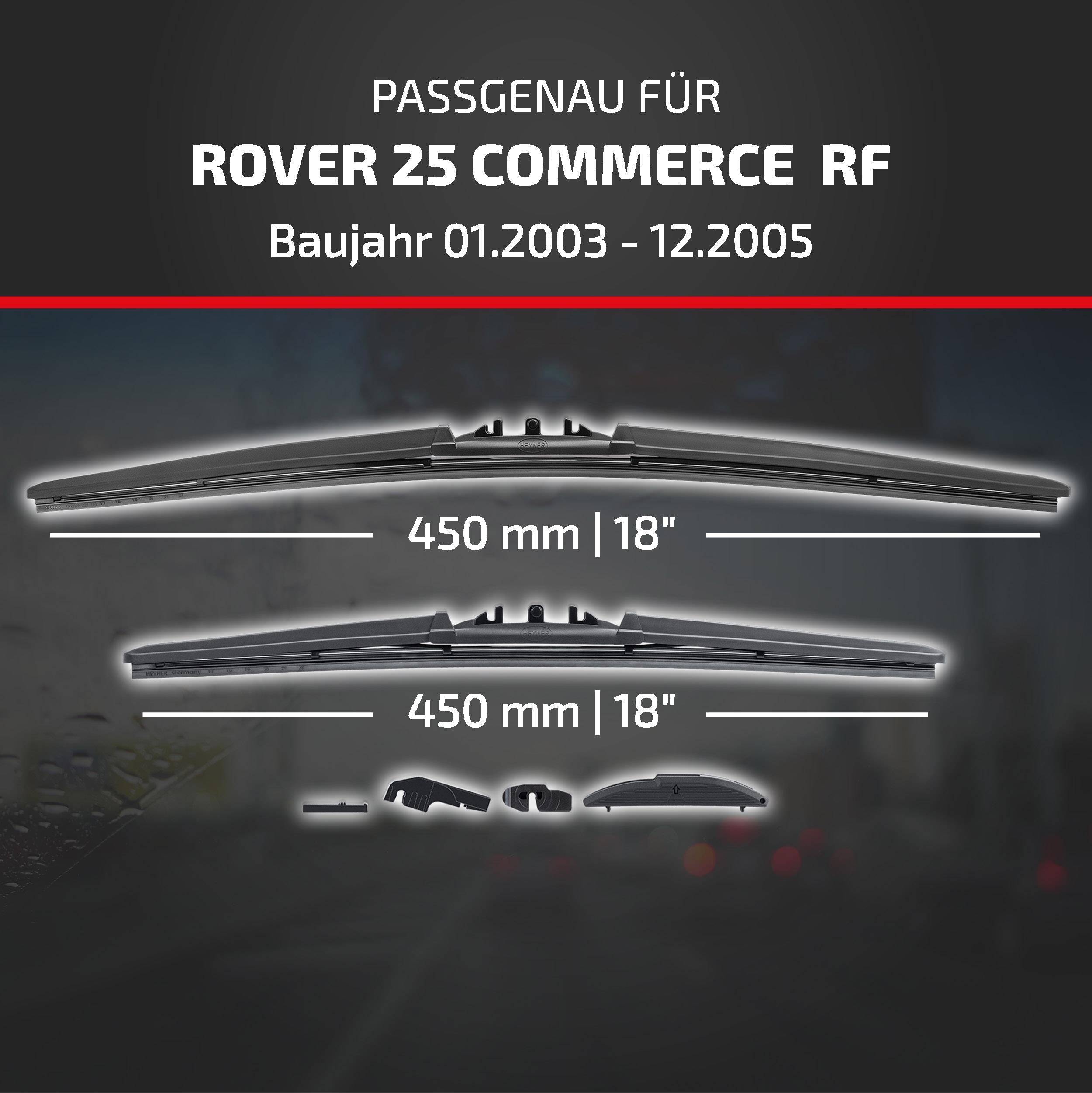 Passt für Rover 25 Commerce RF, Modelljahre 01.2003-12.2005; Wischblattstärke wird mit 450 mm (18