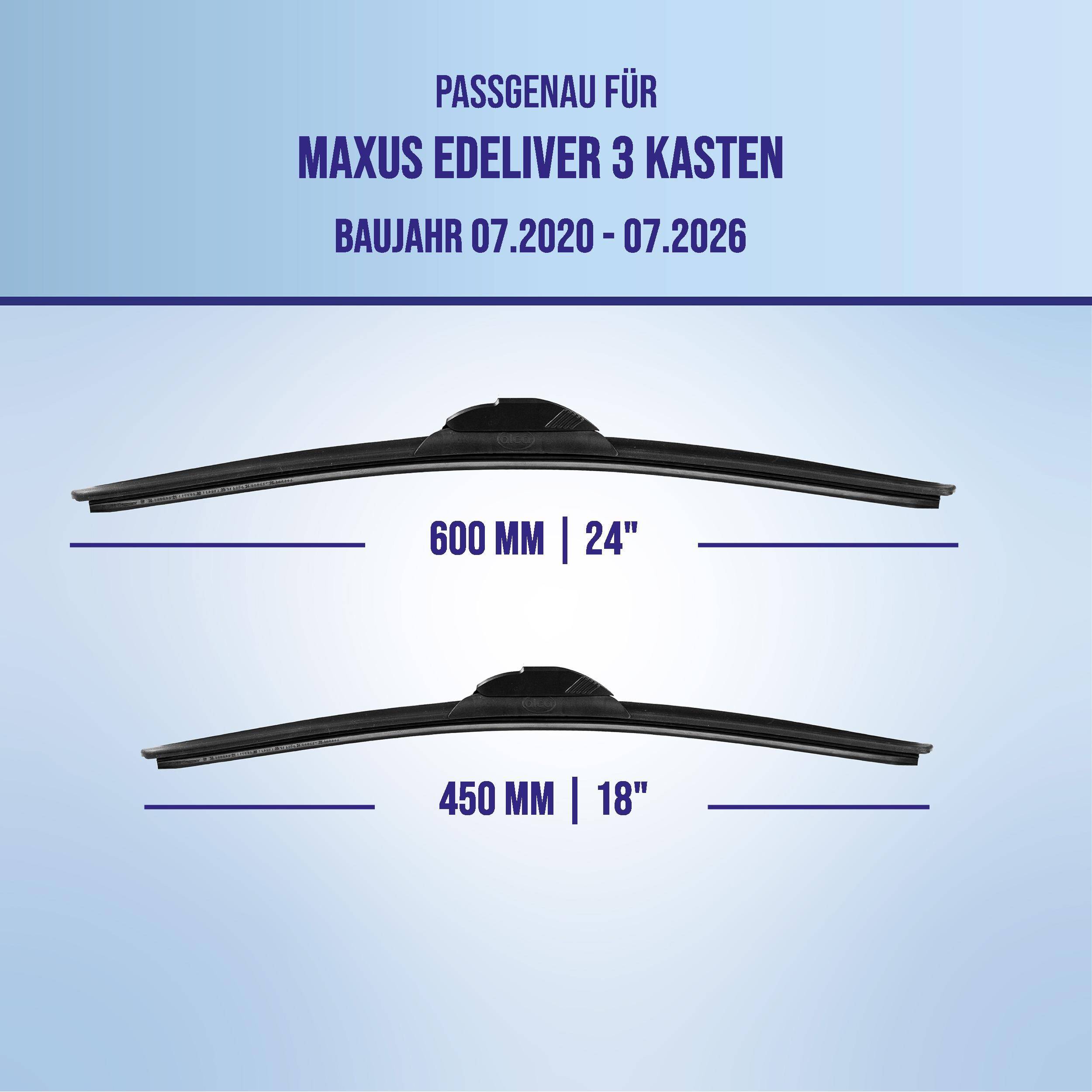alca® Scheibenwischer für MAXUS eDELIVER 3 Kasten 07.2020 - 08.2026, SUPER FLAT