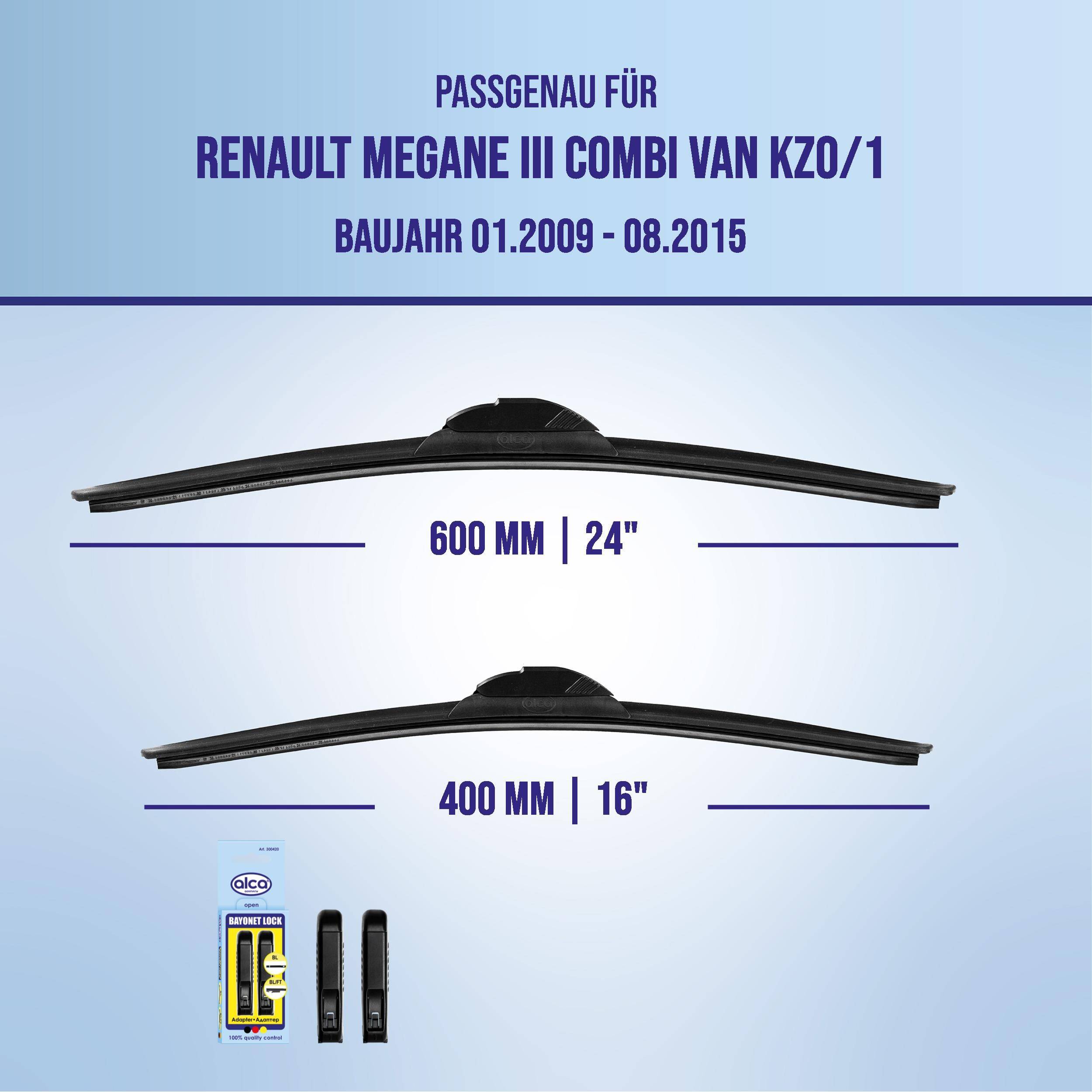 alca® Scheibenwischer für RENAULT MEGANE III Combi Van 01.2009 - 08.2015, SUPER FLAT