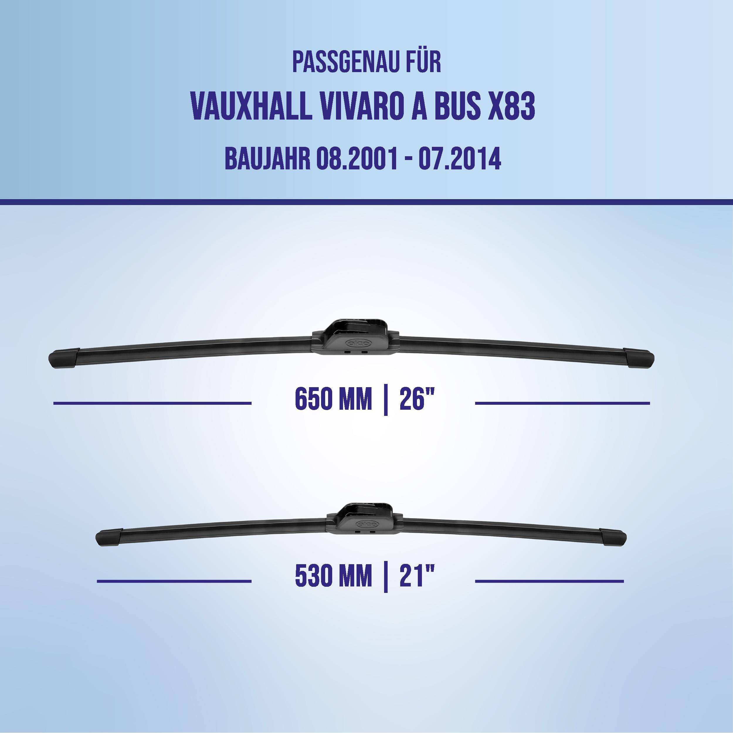 alca® Scheibenwischer für VAUXHALL VIVARO A Bus 08.2001 - 07.2014, U-FLAT Flachbalkenwischer,
