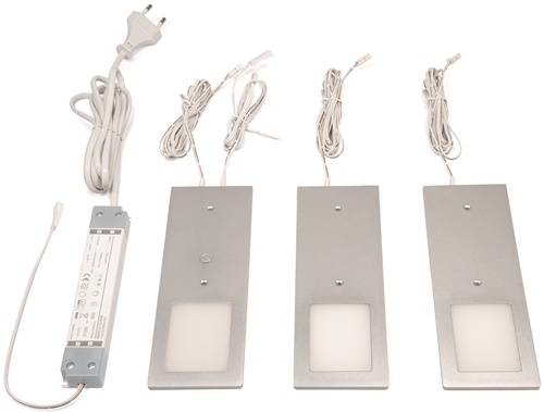 Anbauleuchte Planar L neutralweiß 24V DC 3x3 W Rahmenfarbe Aluminum L&S