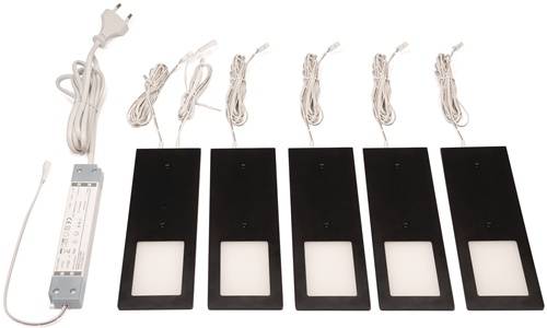Anbauleuchte Planar L neutralweiß 24V DC 5x3 W Rahmenfarbe schwarz L&S