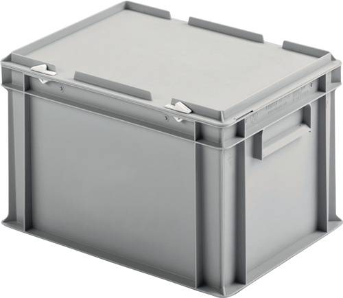 Ku.-Koffer UNISTA L400xB300xH249mm PP Scharnierdeckel inkl.Klemmfeder 23l grau