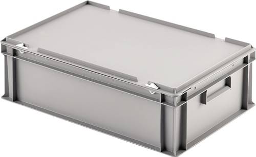 Ku.-Koffer UNISTA L600xB400xH189mm PP Scharnierdeckel inkl.Klemmfeder 35l grau