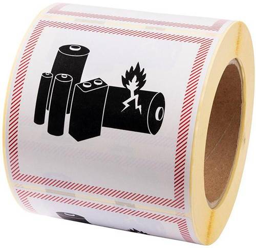 Etiketten Maße 100x100mm Papier Lithium-Ionen-/Metall-Batterie TRANSPAK