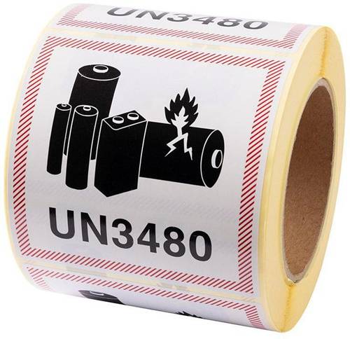 Etiketten Maße 100x100mm Papier Lithium-Ionen-Batterie UN3480 TRANSPAK