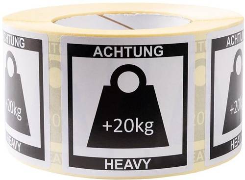 Hinweisetikett Maße 70x70mm Papier weiß Symbol Zoll20kgZoll 1000 Etiketten/Rolle