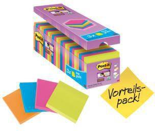 Post-it Haftnotiz Super Sticky 654SE24P 76x76mm sort. 24St