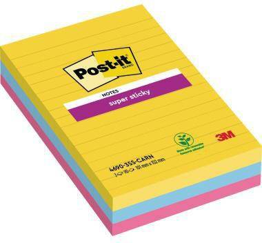 Post-it Haftnotiz Super Sticky 4690-3SS-CARN 101x152mm lin. 3St.