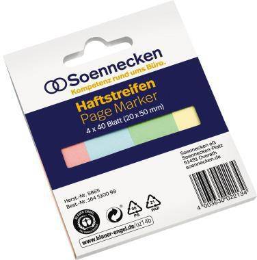 Soennecken Haftstreifen 5865 RC 20x50mm 40Bl. sort. 4 St./Pack.