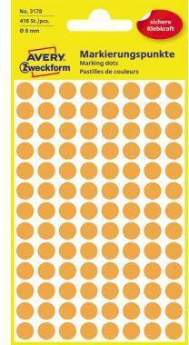 Avery Zweckform Markierungspunkt 3178 8mm leuchtorange 416 St./Pack.