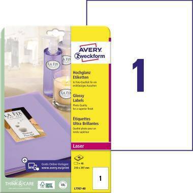 Avery Zweckform Etikett A4 Cl Hochglanz 40 St./Pack.
