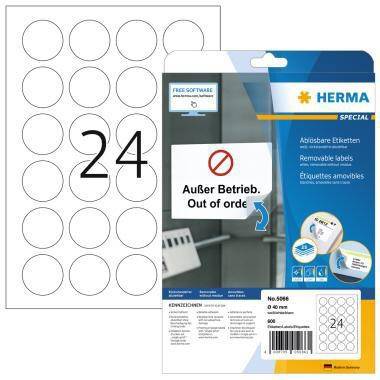 HERMA Etikett Special 5066 40mm rund weiß 600 St./Pack